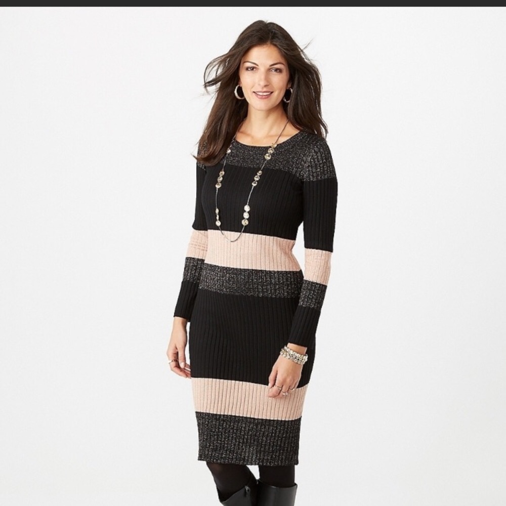 Roz and Ali Striped Sweater Dress